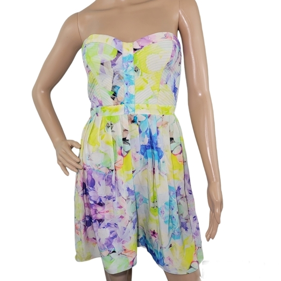 Parker Dresses & Skirts - Parker Women's Arcadia Floral Srapless 100% Silk Mini Dress Size S Smocked Back